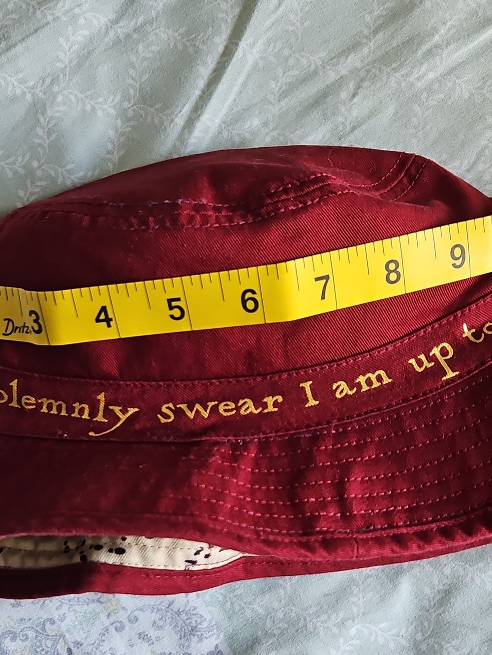 Kids Red Bucket Hat with Gold Script - Picture 2 of 4